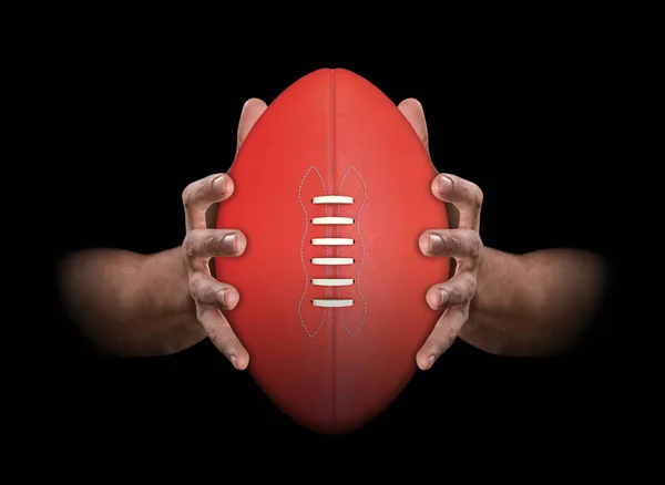 Hands Gripping Football — Stock Photo, Image