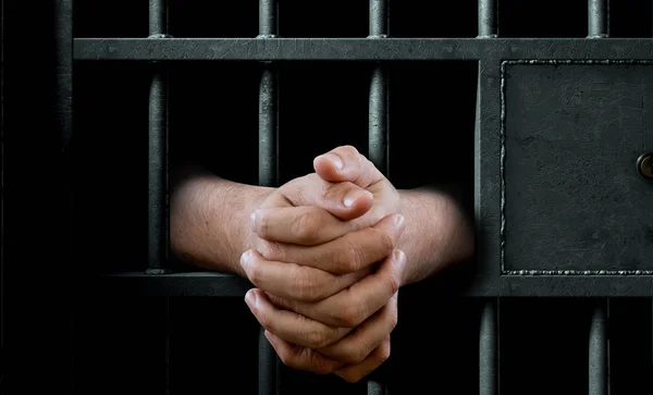 Jail Cell Door And Hands — Stock Photo, Image