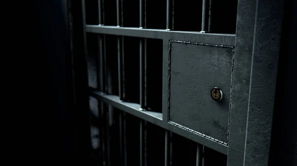 Dveře cely vězení a svařované železné tyče — Stock fotografie