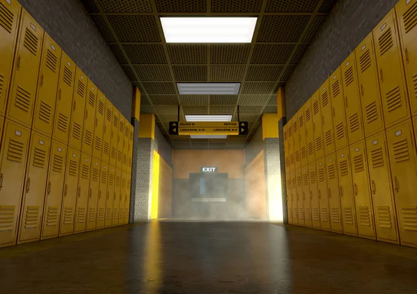 Geel School Lockers vuile — Stockfoto