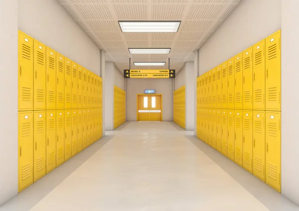 Σχολείο κίτρινο φως ερμάρια — Φωτογραφία Αρχείου