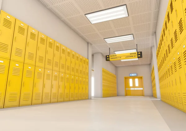 Geel School Lockers licht — Stockfoto