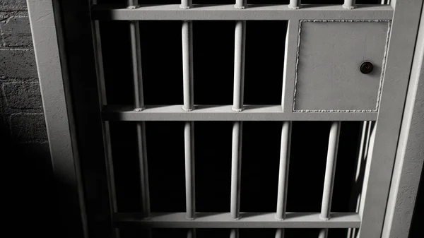 Дверь тюремной камеры и сварные железные прутья — стоковое фото