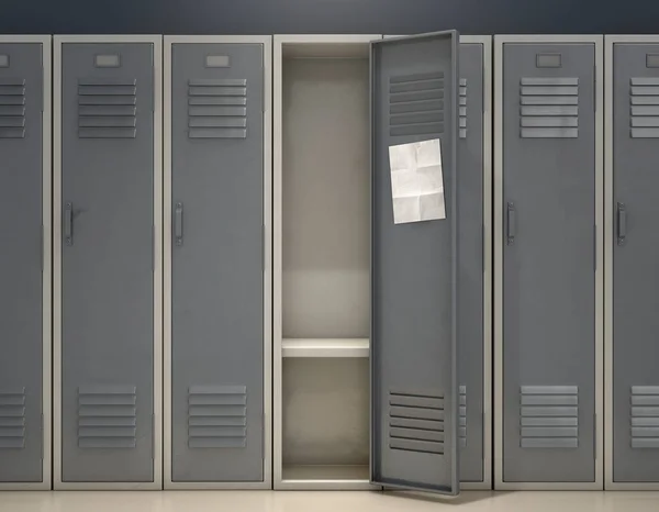 Shool Locker With Blank Note — Stock Photo, Image