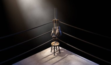 Vintage Boxing  Corner And Hung Up Gloves clipart