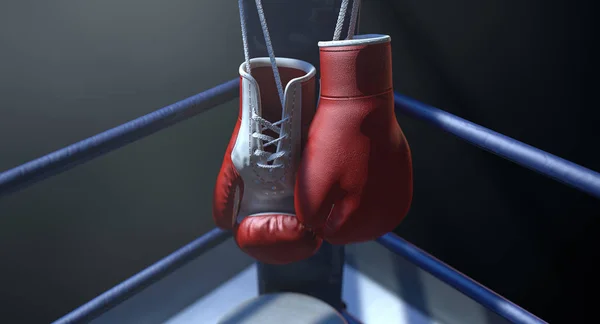 Rincón de boxeo y guantes de boxeo —  Fotos de Stock