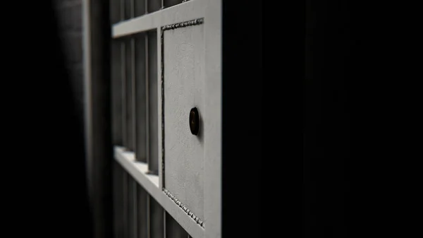 Dveře cely vězení a svařované železné tyče — Stock fotografie
