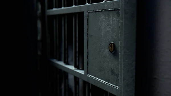 Porta della cella della prigione e barre di ferro saldate — Foto Stock