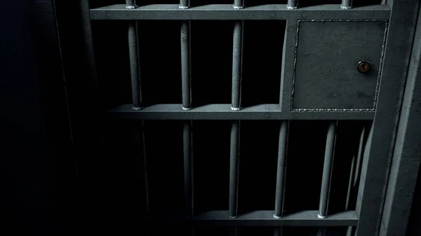 Φυλακή κελί πόρτα και συγκολλημένων Σιδερένια κάγκελα — Φωτογραφία Αρχείου