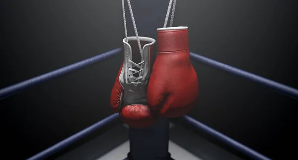 Canto de boxe e luvas de boxe — Fotografia de Stock