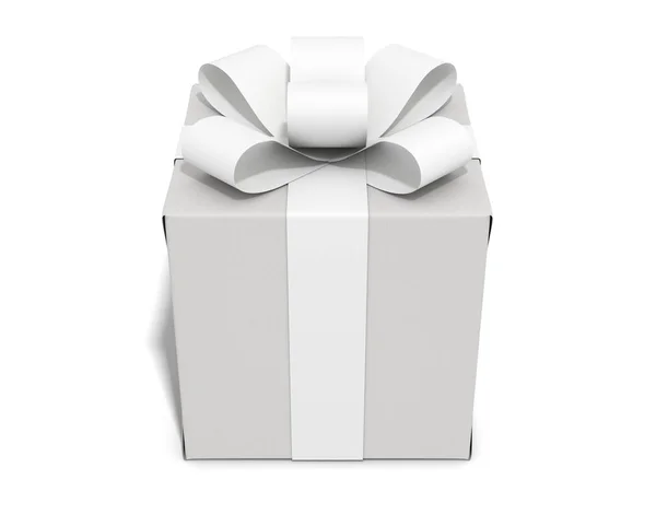 Білий на білому кубі подарунок — стокове фото