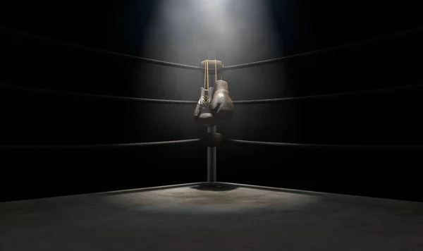 Вінтажний боксерський куточок і голі вгору рукавички — стокове фото