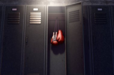 Açık soyunma ve Hung Up boks eldivenleri