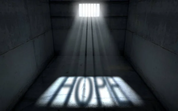 Zon schijnt in gevangenis cel venster — Stockfoto