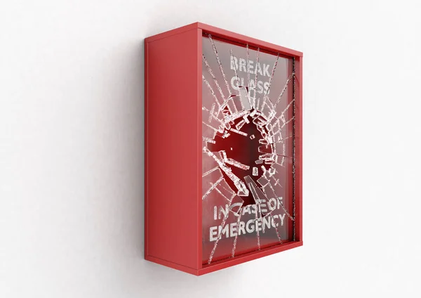 Quebra em caso de emergência caixa vermelha — Fotografia de Stock