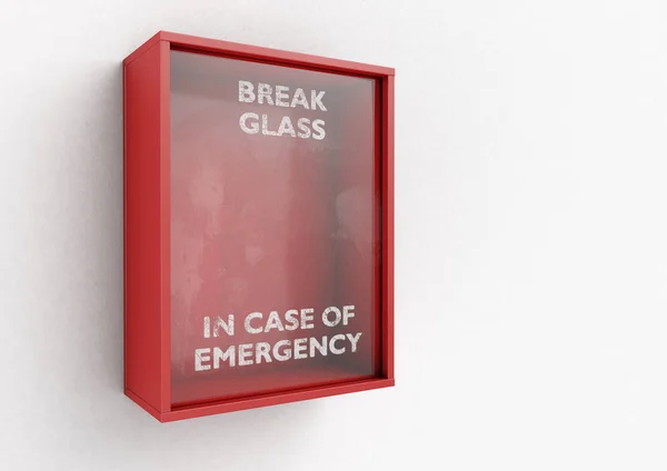 Break In Case Of Emergency Red Box — Stock Photo, Image