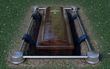 Modern Coffin Into Grave clipart
