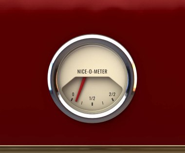 A concept showing a dial or gauge to measure whether children have been naughty or nice for the festive season  mounted on a red sleigh dashboard - 3D render clipart