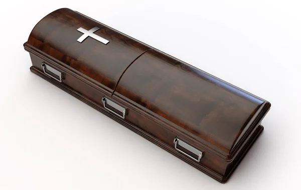 Coffin moderno y crucifijo — Foto de Stock