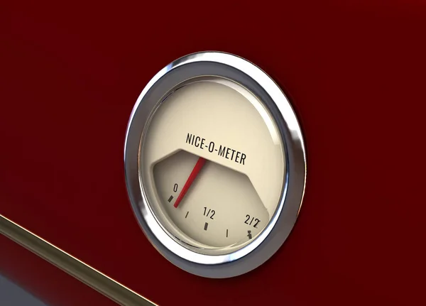 A concept showing a dial or gauge to measure whether children have been naughty or nice for the festive season  mounted on a red sleigh dashboard - 3D render