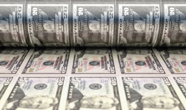 Imprimindo notas de dólar americano — Fotografia de Stock