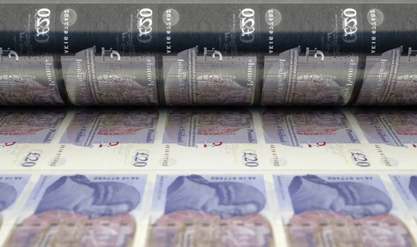 Printing British Pound Notes — Stock Photo, Image