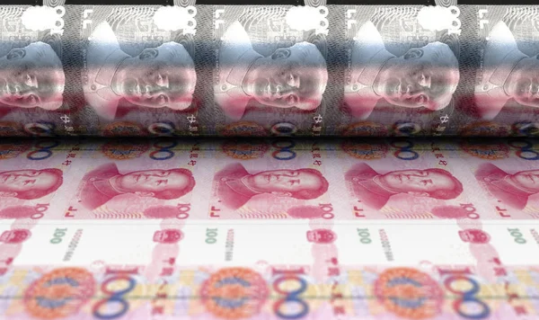 Printing Yuan Renminbi Notes — Stock Photo, Image