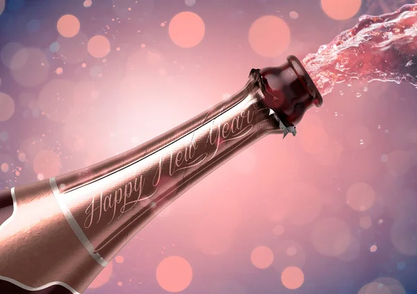 Garrafa de champanhe Feliz Ano Novo — Fotografia de Stock