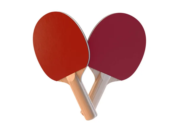 Set Two Professional Wooden Ping Pong Paddles Red Padding Isolated — ストック写真