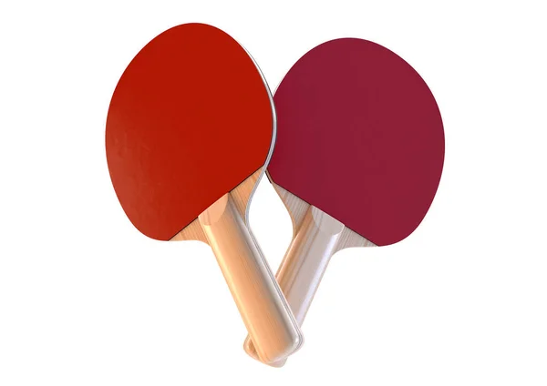 Set Two Professional Wooden Ping Pong Paddles Red Padding Isolated — Stock Photo, Image