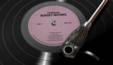 Nursery Rhymes Vinyl On Vintage Turntable  clipart