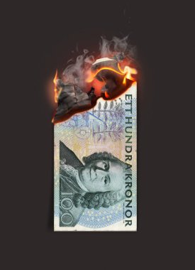 Kronor Burning Cash Note clipart