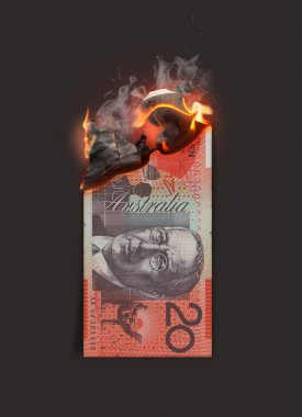 Australian Dollar Burning Cash Note clipart