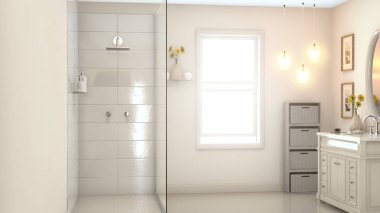 Modern Pale Cream Bathroom Interior