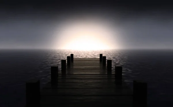 Pier On Sunrise Horizon — Stock fotografie