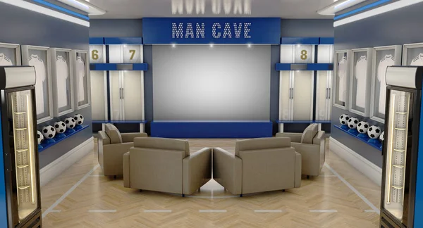 Soccer Man Cave Interior — Stock Photo, Image