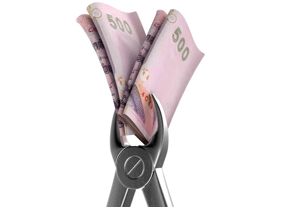 Dentist Pliers And Thai Banknotes — Stock Photo, Image