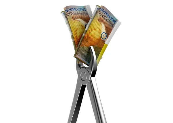 Tandartsen en frankbiljetten — Stockfoto