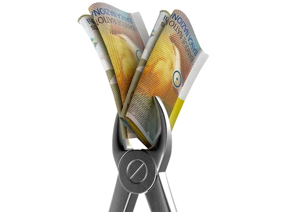 Dentist Pliers And Franc Banknotes — Stock Photo, Image