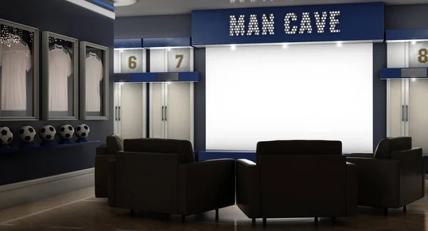 Soccer Man Cave Interior — Stock Photo, Image