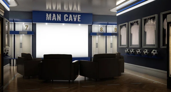 Soccer Man Cave Interior — Stock Photo, Image