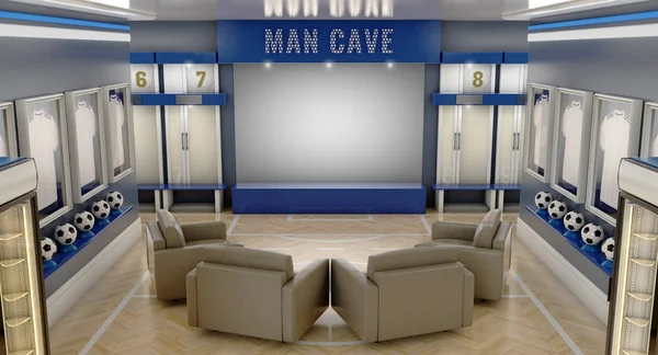 Soccer Man Cave Interior — Stock Photo, Image