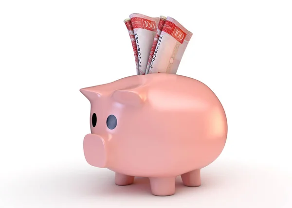 Piggy Bank With Banknotes — Stock Photo, Image