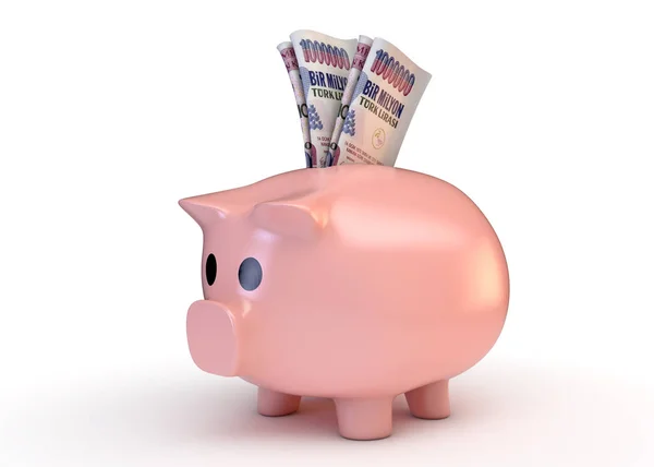 Piggy Bank With Lira Banknotes — Stock Photo, Image