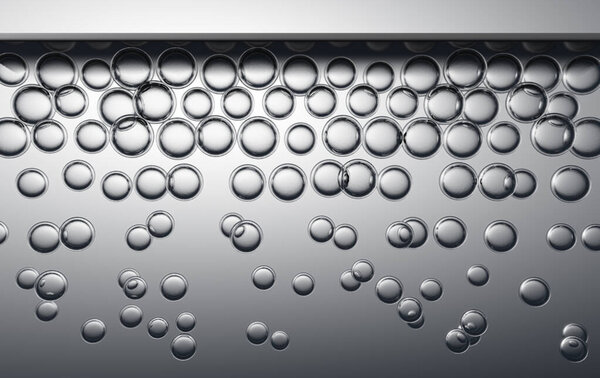 Концепция сбора прозрачных жидких молекул под поверхностным слоем на микрофоне - 3D рендеринг
