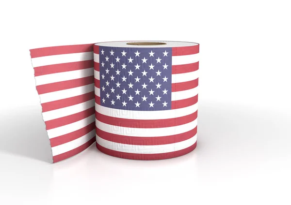 Single Roll Toilet Paper Roll Print Usa Flag Render — Stock Photo, Image