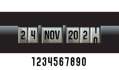 Tarihli ve yıllı mekanik kilometre sayacı kavramının vektör illüstrasyonu