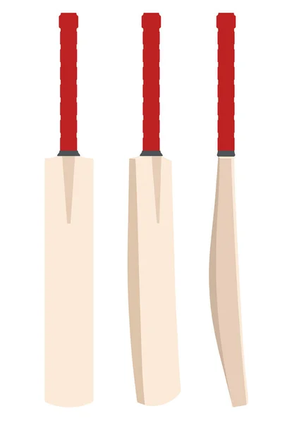 Illustrazione Vettoriale Pipistrello Cricket Legno Generico Vari Angoli Uno Sfondo — Vettoriale Stock