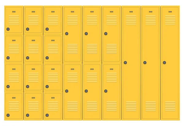 Flat Stack Various Sized Modular Yellow School Lockers — Stock Vector