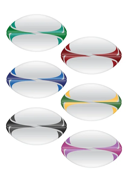 Illustration Vectorielle Collection Différentes Boules Rugby Blanches Avec Une Gamme — Image vectorielle